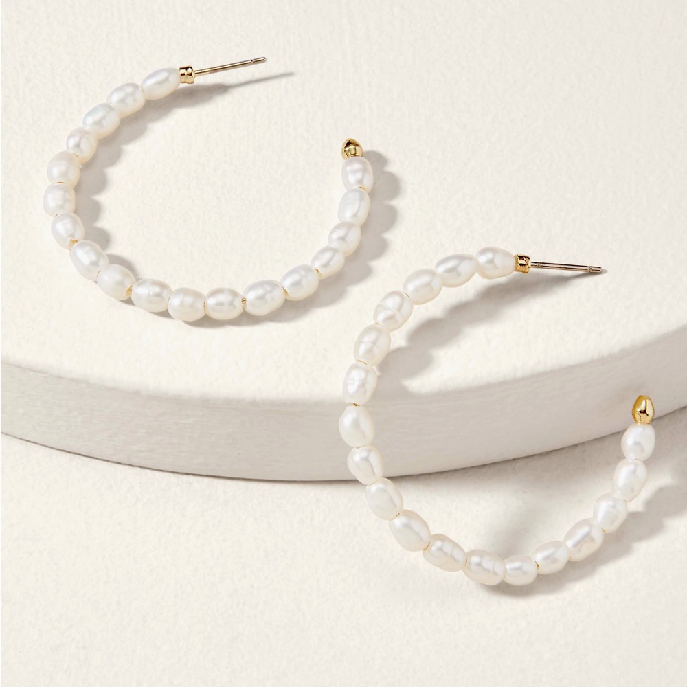 Stella & Dot Pearl Hoops - New